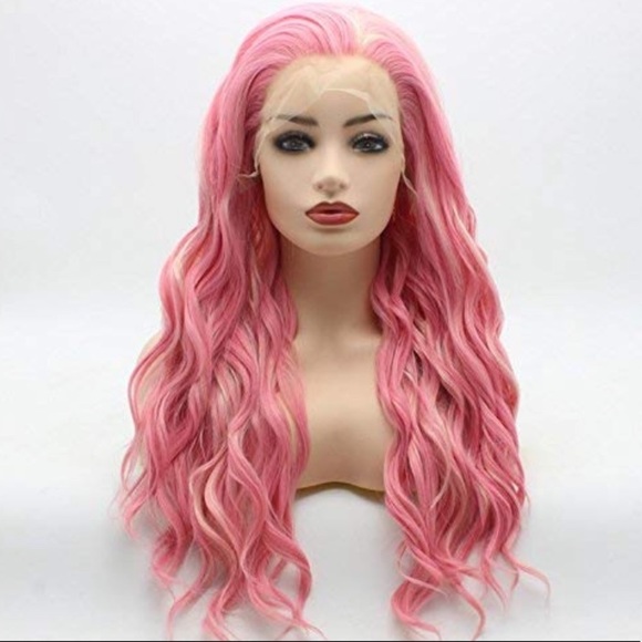 ✨24” PINK W/ BLONDE HIGHLIGHTS BODY WAVE LACE WIG✨ Pink Highlights In Brown Hair Wave Lace Front Wig – LIBEAUTY  main image 2